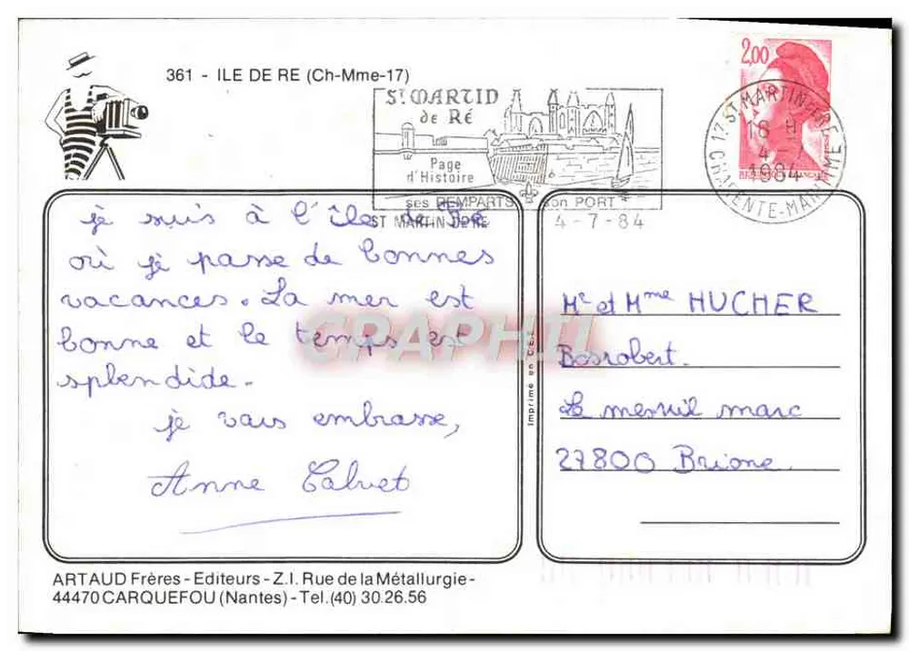 Île de Ré — Luftbild, Leuchtturm der Wale, Ponys in Hosen, Bucht von Trousse Chemise — Artaud Frères - Rückseite