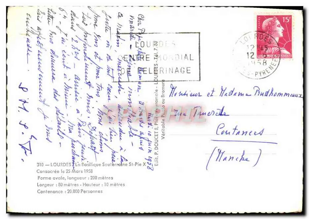 La Basilique Souterraine — Centre Mondial de Pèlerinage — Éditeur Edlux - Verso