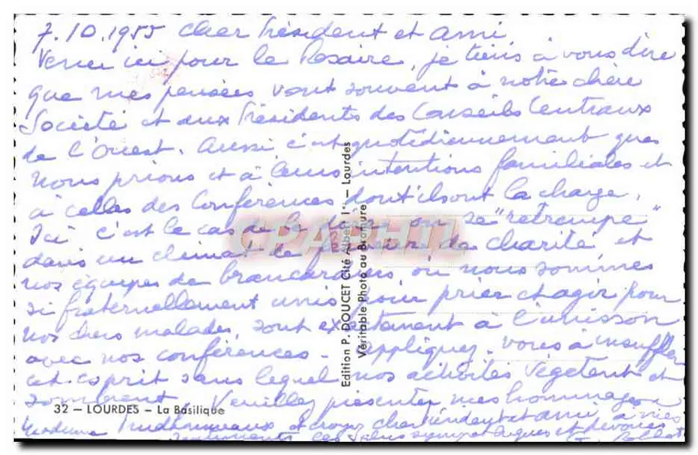 Lourdes — A Basílica — Edição P. DOUCET - Verso