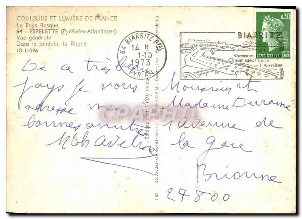 Vista geral — O País Basco — Edições Yvon, n° 10-11096 - Verso