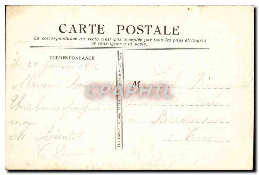 Ferme bombardée près d'Aix-Noulette — vue de la bâtisse endommagée avec toit partiellement détruit et fenêtres brisées — éditeur Vise Paris n. 31, imp. Le Gall, Le Petit-Muse, Paris - Rückseite