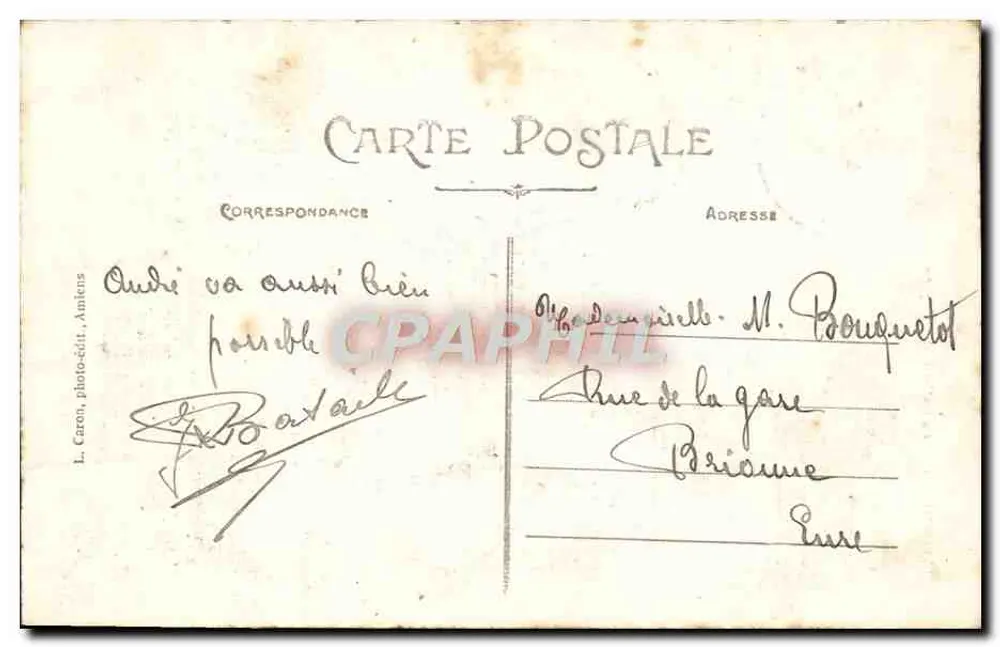 Amiens — Katedra, Fronton — L. Caron, fotograficzny wydawca, Amiens, n° 354 - Rewers