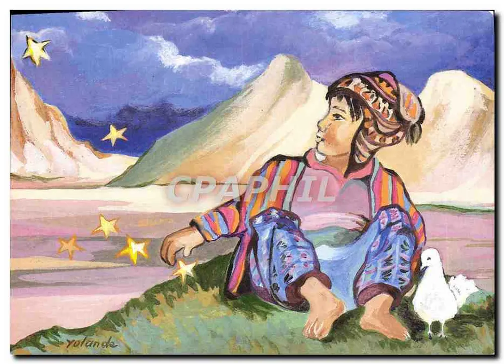 बोलिवियाई बच्चा और एक तोता — तारों के आसमान के नीचे — योलांड - आगे