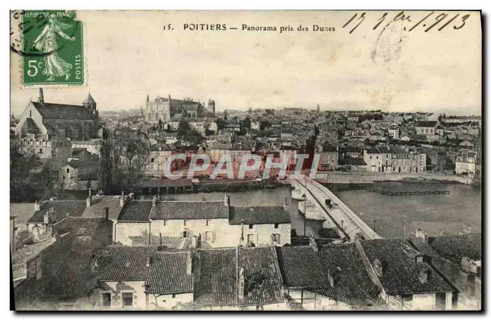 Poitiers — Panorama tirado das Dunas — Editor não identificado, número de série não visível - Frente