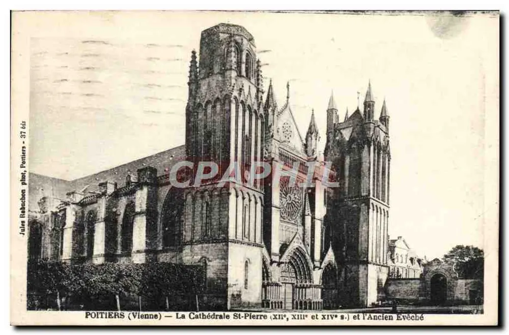 Poitiers (Vienne) — Kathedrale St-Pierre (12., 13. und 14. Jahrhundert) und das Alte Bischofsschloss — Jules Rebéchon, 37 bis - Vorderseite