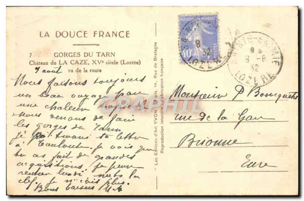 Château de La Caze — XVᵉ siècle (Lozère) — Les Éditions d'Art Yvon - Verso
