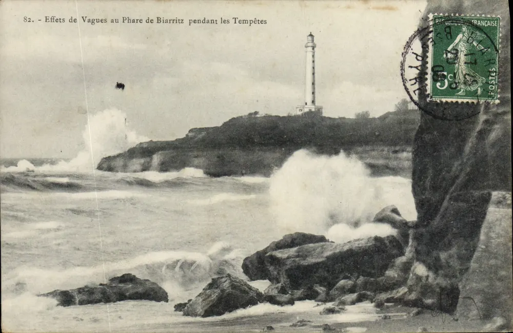 Phare de Biarritz — Effets de Vagues pendant les Tempêtes — Éd. Pacant, Biarritz - Recto