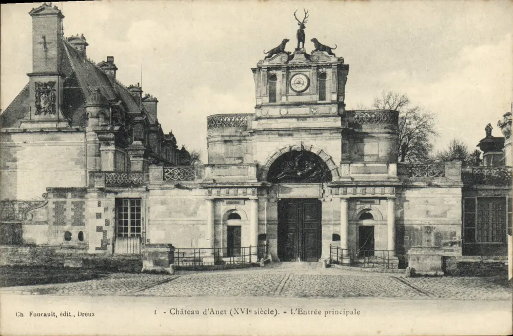 Castelo d'Anet (século XVI) — A Entrada Principal — Ch. Fourault, édit., Dreux - Frente