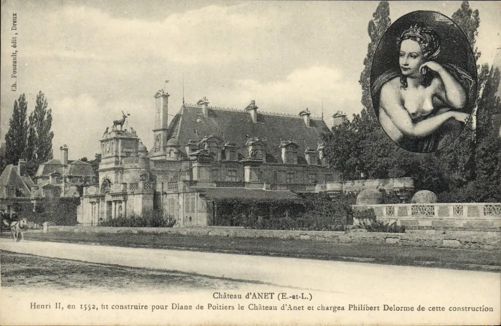 Castelo de Anet (E.-st-L.) — Henrique II, 1552, para Diane de Poitiers — Ch. Fousennl, editora, Dreux - Frente