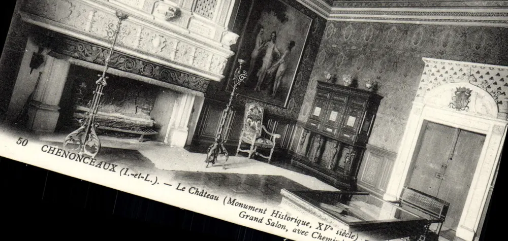 Chenonceaux (Loire-et-Loire) — Das Schloss (Historisches Denkmal, 15. Jahrhundert) — Großer Salon mit Kamin - Vorderseite