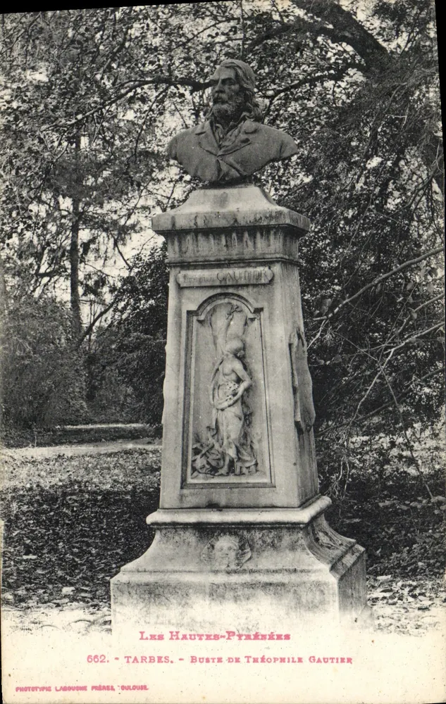 Tarbes - Busto de Théophile Gautier — Fototipia Lassoune Frères, n°662 - Frente