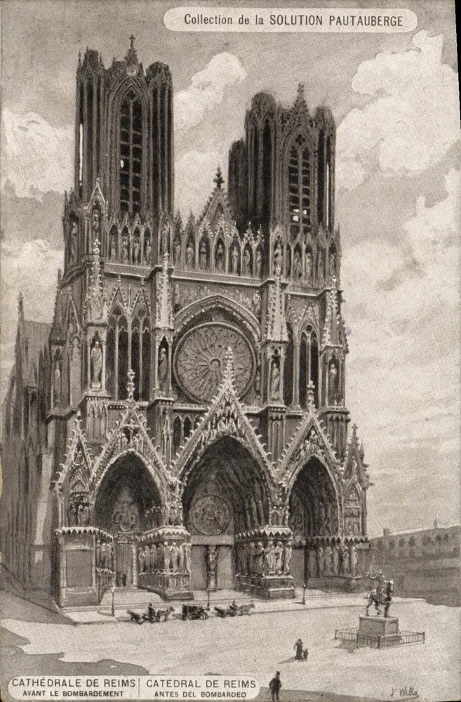 Catedral de Reims — antes do bombardeio — Coleção da Solution Pautauberge - Frente
