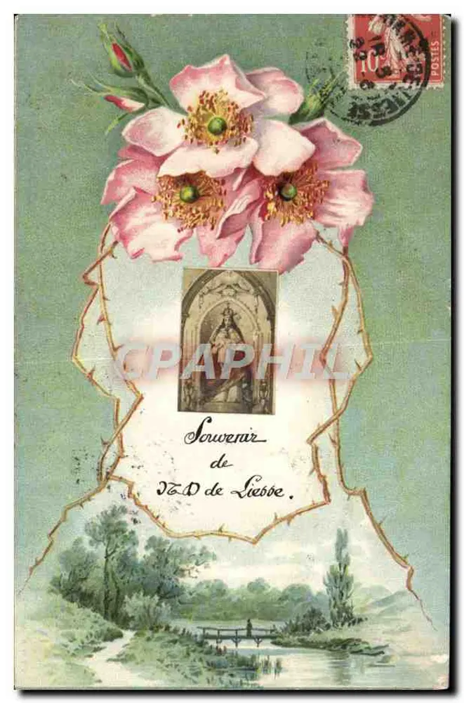 Lembrança de V.D. de Liebœe — Rosas e paisagem — editor desconhecido - Frente