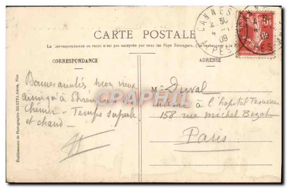 CANNES - Port i Mont Chevalier — Zbiór Artystyczny nr 469 — Wydawnictwo Glietta, fot. Nice - Rewers