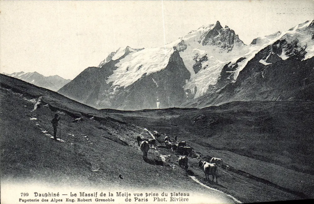 Massiv der Meije — Ansicht vom Plateau — Papeterie des Alpes Eug. Robert Grenoble - Vorderseite