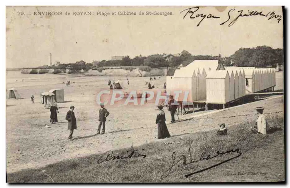 Vista de Royan: Praia e Cabines de St-Georges — Edição Amilis, n°79 - Frente