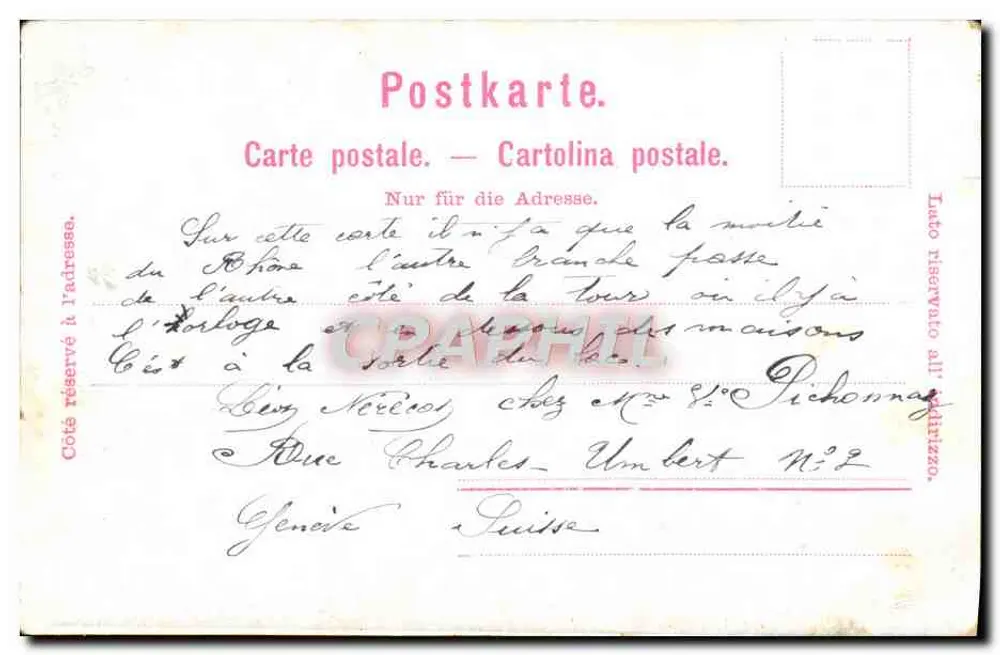 Genebra - Torre da Ilha — editor não identificado, número de série não visível - Verso