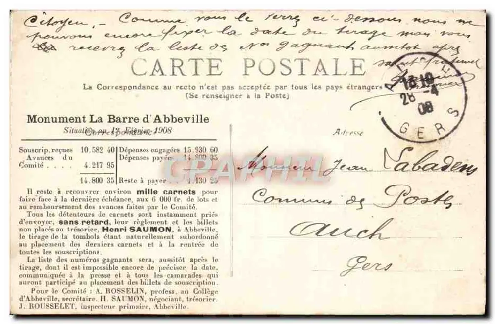 Abbeville — Den Denkmal des Ritters von la Barre (errichtet am 7. Juli 1907) - Rückseite