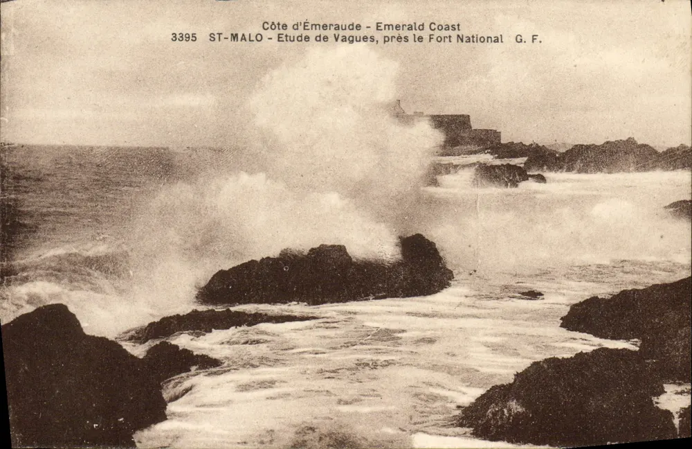 Côte d'Émeraude - Emerald Coast — Studie der Wellen nahe dem Nationalen Fort — G.F. n°3395 - Vorderseite