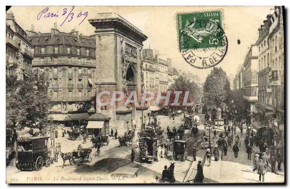 Paris — Os Boulevards Saint-Denis — Editor L.L. n°104 - Frente
