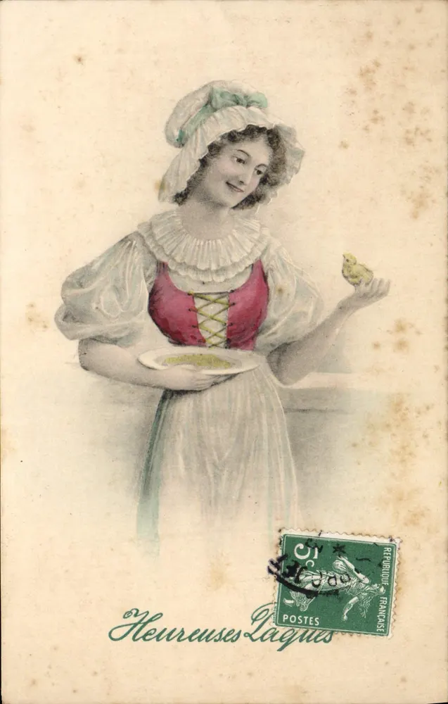 Junge Frau im traditionellen Kleid — Heureuses Lagues — unbekannter Verlag, Serie 55 - Vorderseite