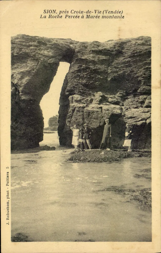 Sion, nahe Croix-de-Vie (Vendée) — Die Perched Rock bei Flut — J. Robuchon, phot. Poitiers, n°5 - Vorderseite