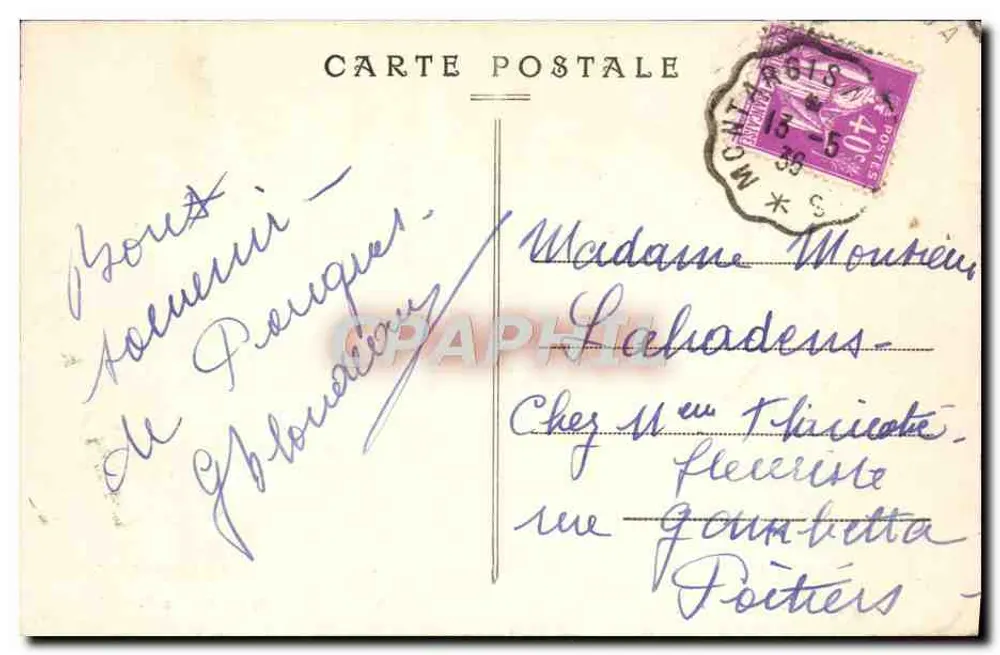 POUGUES-les-EAUX (Nièvre) — O Parque — "Beba água de Pougues" — Cliché Ch. C. - Verso