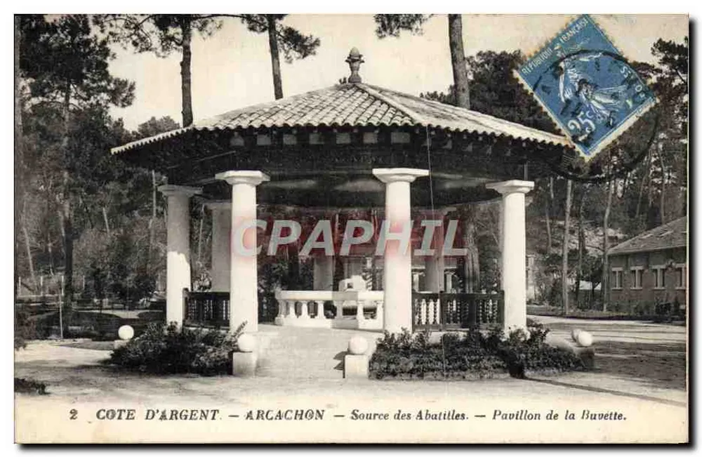 Costa de Argent - Arcachon — Fonte das Abatilles — Pavilhão da Buvette - Frente