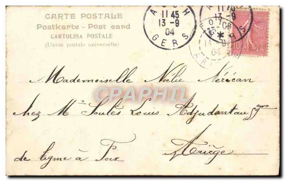 Peixe azul — carta postal com texto manuscrito — Cartolina Postale (Union postale universelle) - Verso