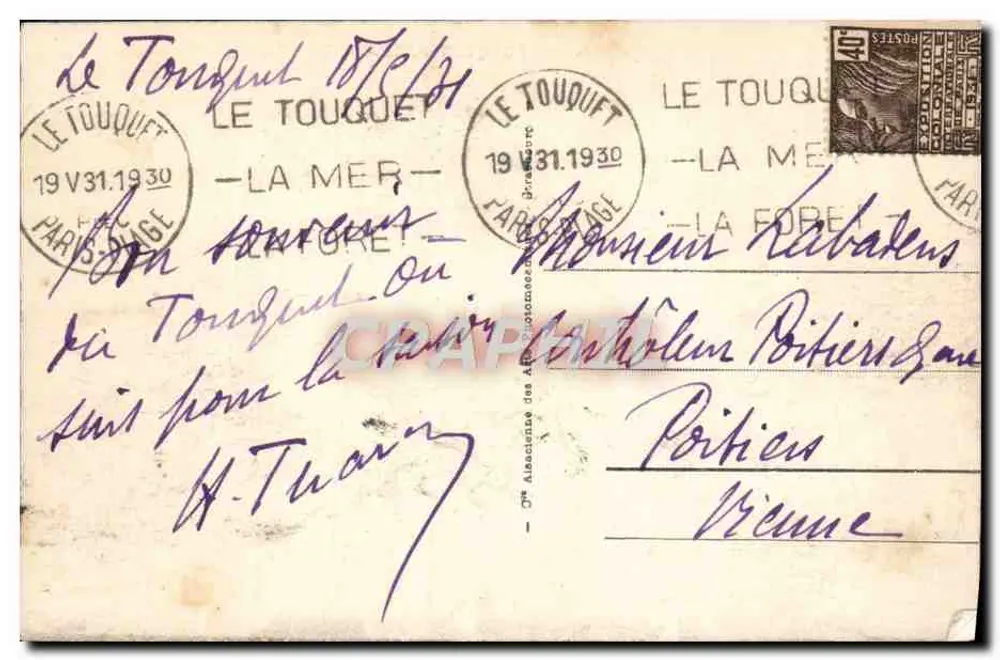 Le Touquet-Paris-Plage - Die Damm-Promenade — anonymer Verleger, Nr. 240 - Rückseite
