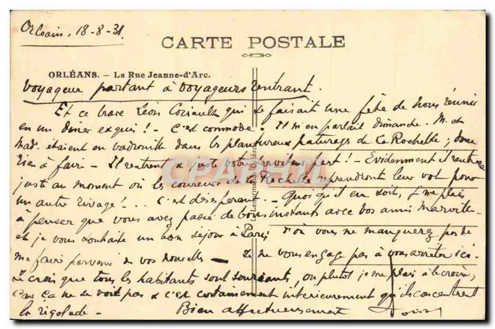 Orléans - A Rue Jeanne d'Arc — L. Lenormand - Verso