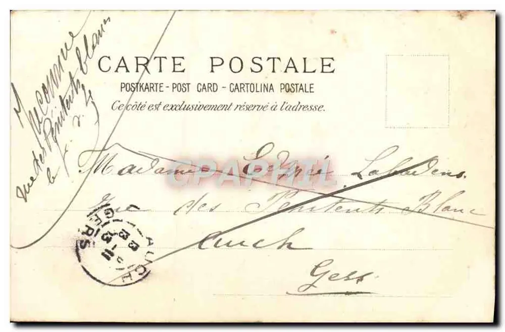 Zwei Liebende unter dem Mond — Illustration von P. Londer — veröffentlicht von der Société des Cartes Postales de Paris - Rückseite
