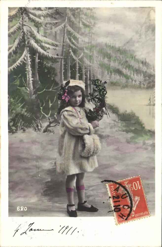 Menina em pele — paisagem invernal — editor anônimo, n° 620 - Frente