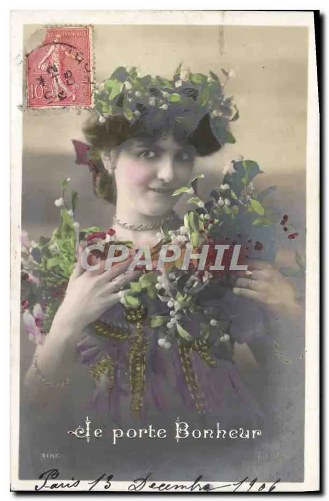 Frau mit Blumenkrone — 'Der Glücksträger' — Verlag WING, Nr. 100 - Vorderseite