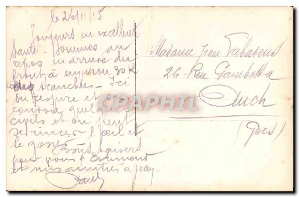 Zwei Soldaten in Felduniform — Auf das Wohl Frankreichs — JMT PARIS 145/2 - Rückseite