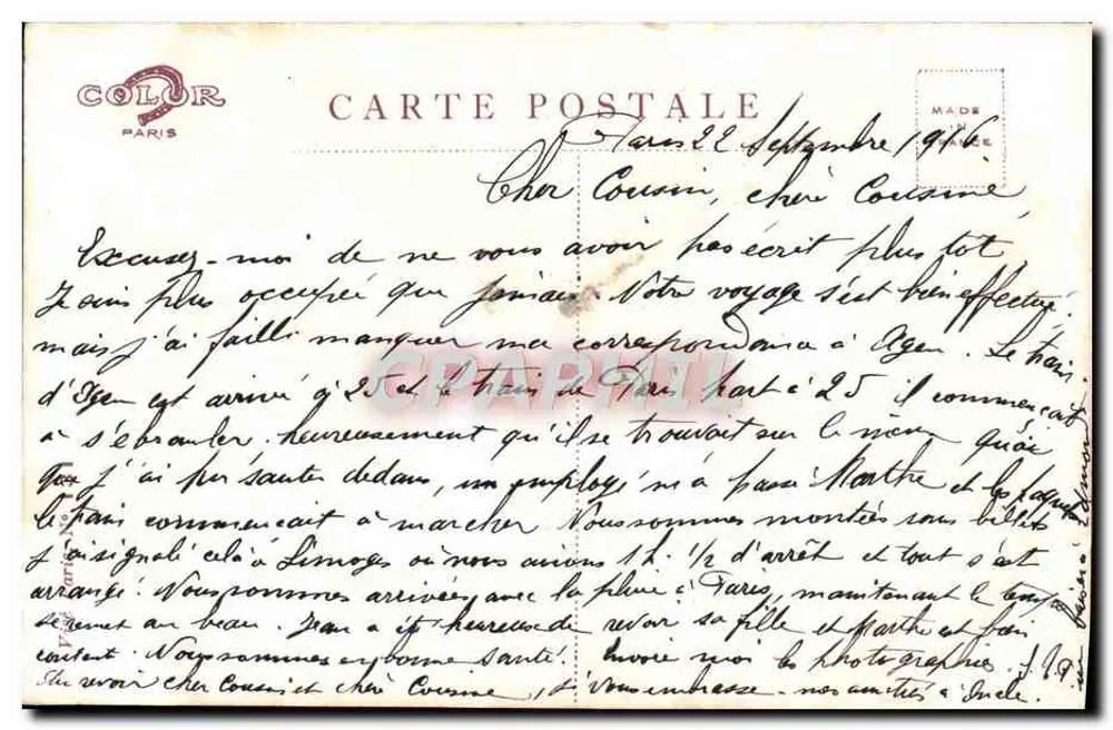 Soldat und Engel — Jahre 1914-1916 — Verlag COLOR Paris - Rückseite