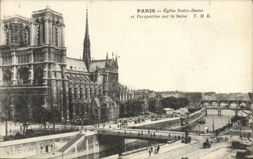 PARIS — Kirche Notre-Dame und Aussicht auf die Seine — T. M. K. - Vorderseite