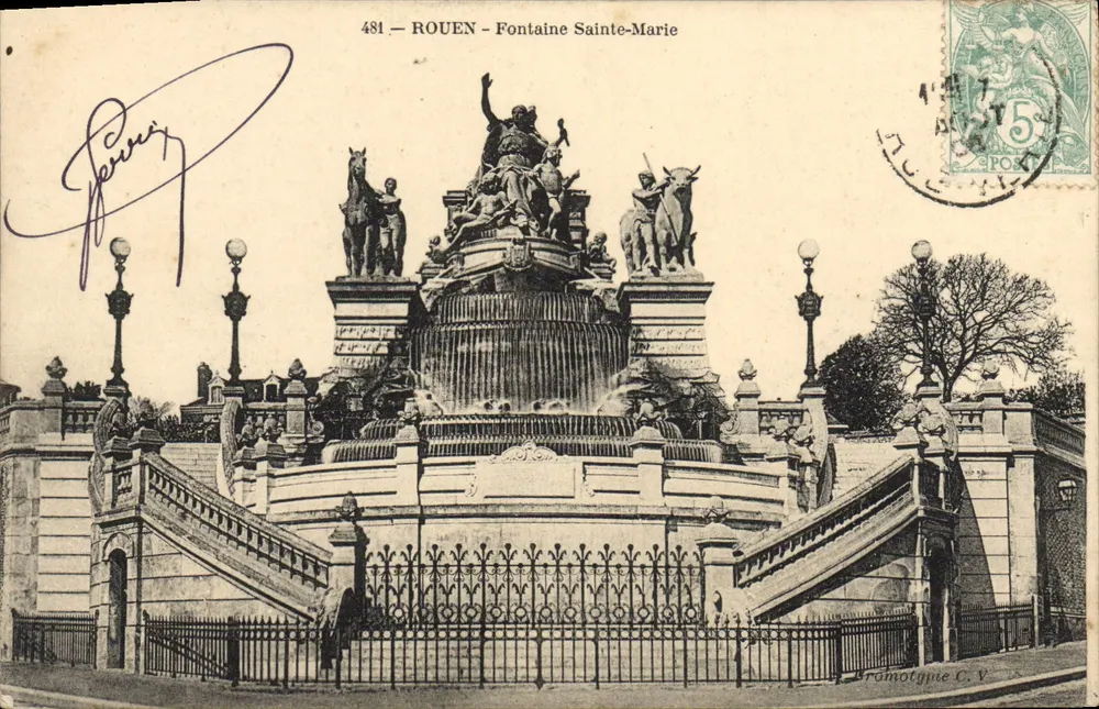Rouen - Fontana Santa Maria — editore Bromotype C.V., n° 481 - Recto