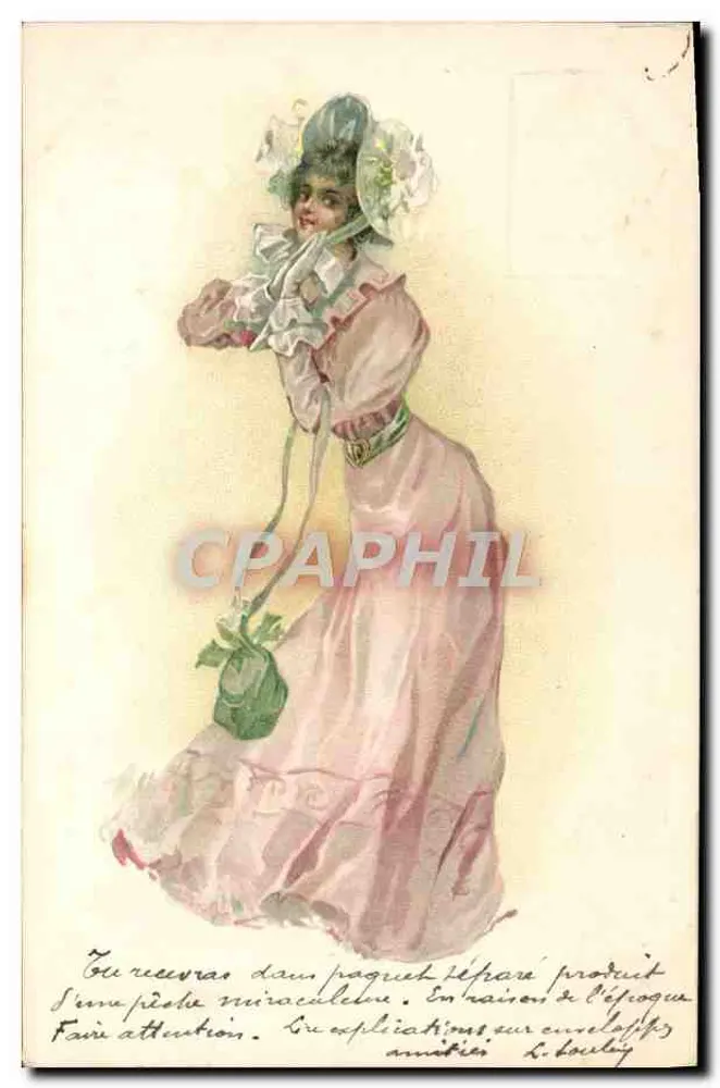 Frau in einem rosa Kleid und dekoriertem Hut — Illustration — Verlag L. Boulay - Vorderseite