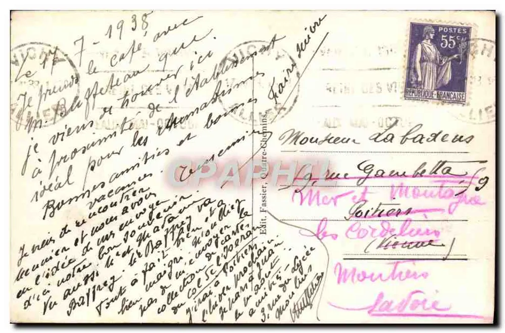 Vichy — Neues Zweiten Klasse-Etablissement — E. Chaldrny, Nr. 209 - Rückseite