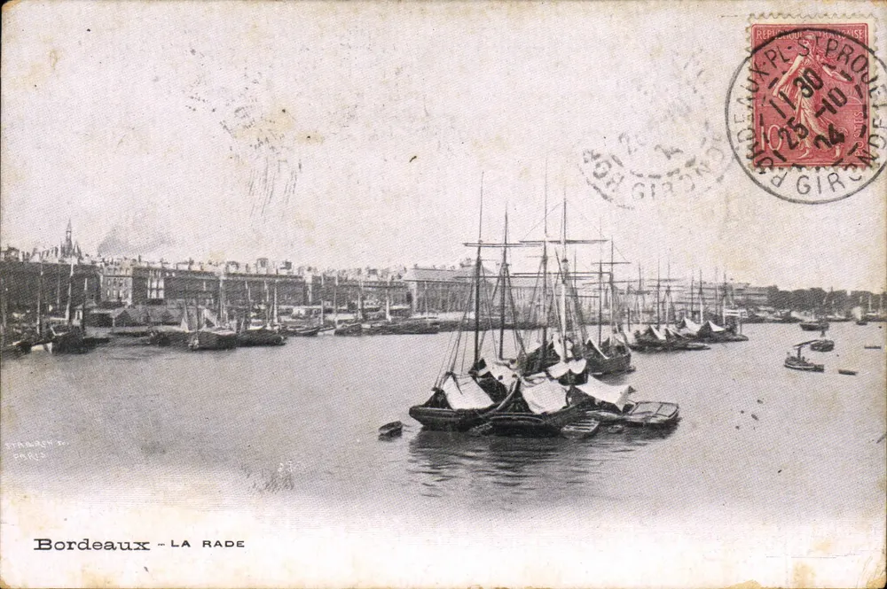 Bordeaux - LA RADE — vista do porto com barcos — editor STRAUBER PARIS - Frente