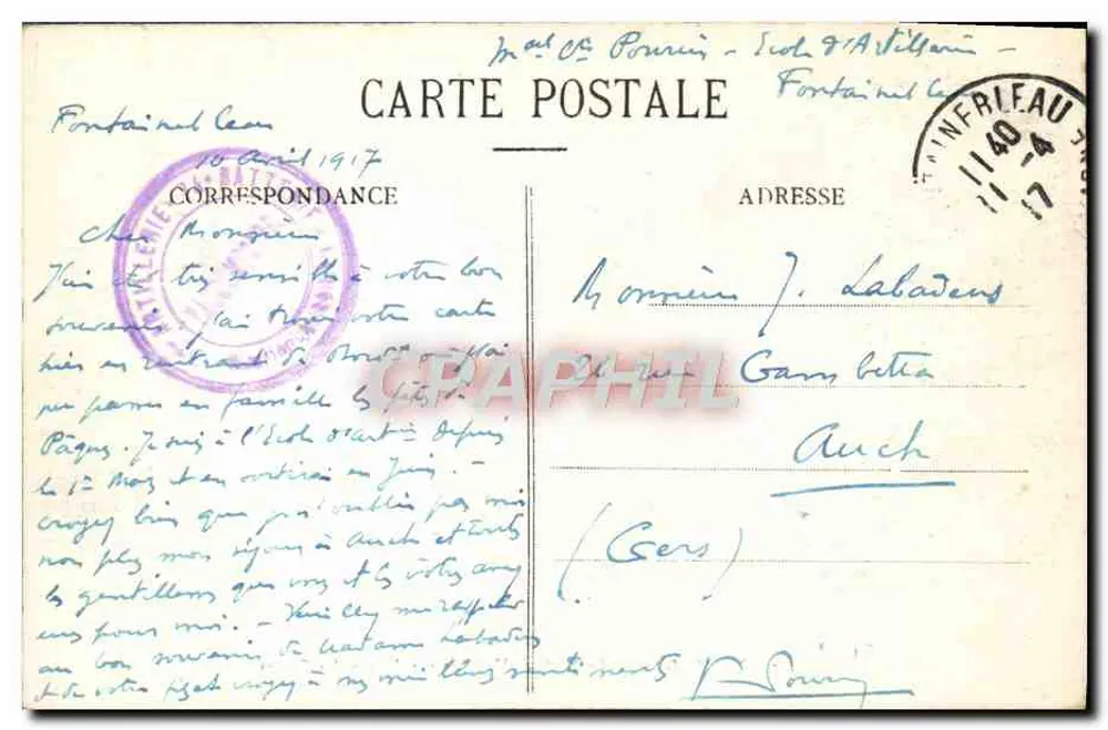 Palast von Fontainebleau — Ansicht des Karpfensees — Verlag: 127 - Rückseite