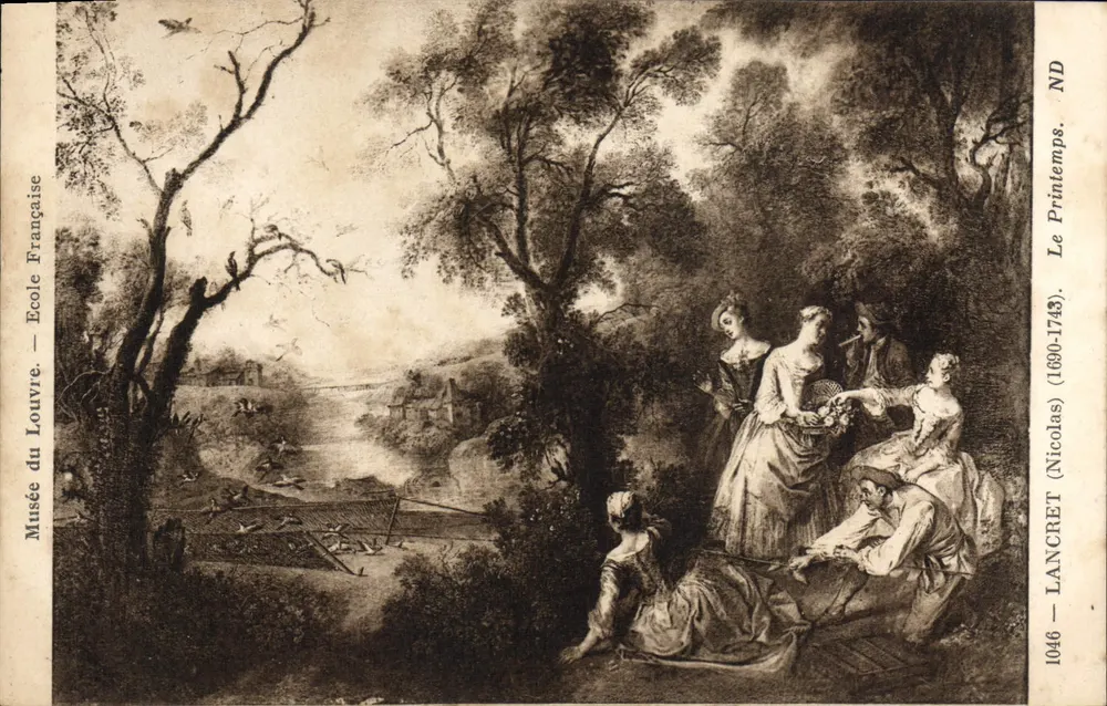 Lancret (Nicolas) — Paisagem com figuras — Museu do Louvre — Escola Francesa — Le Printemps (1690-1743) - Frente