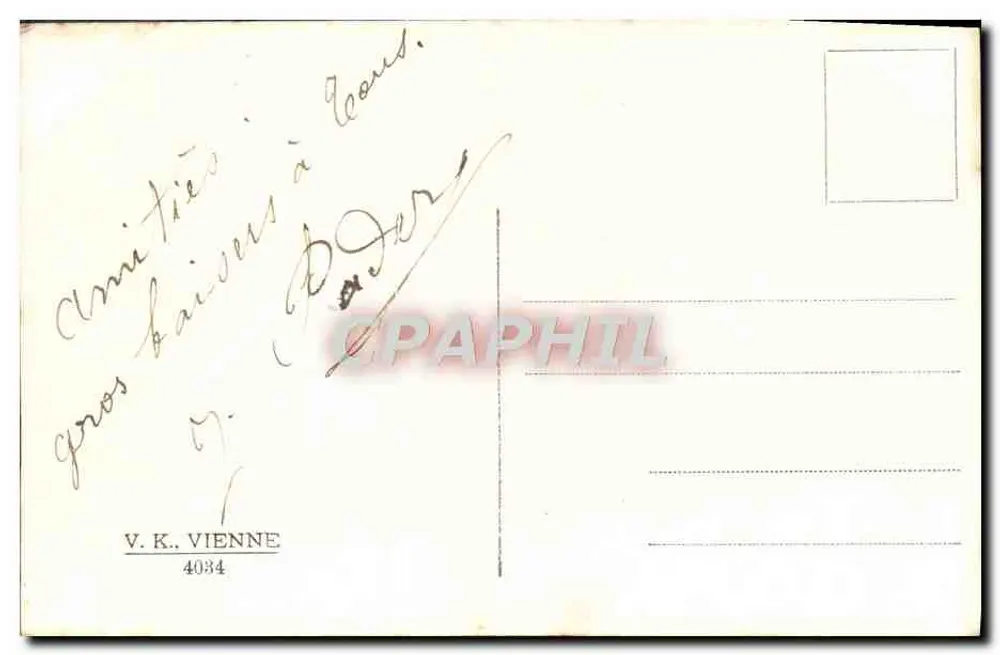 Osterfeier — Frau und Kind mit Eiern und Küken — Verlag V.K. VIENNE - Rückseite