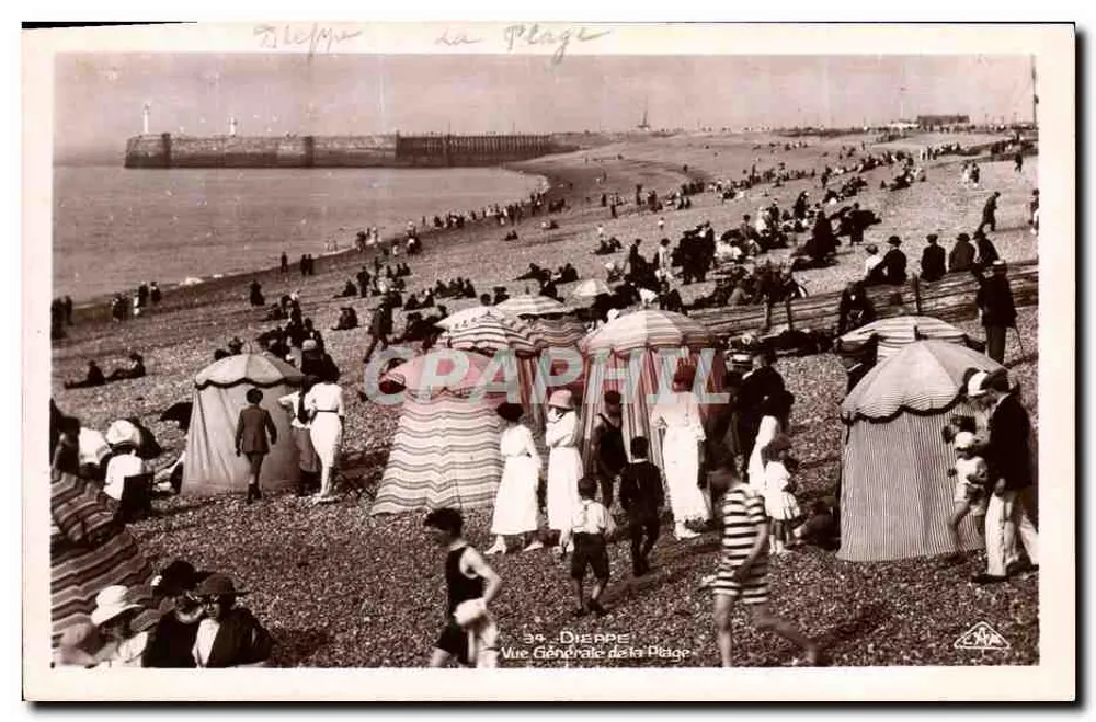 Dieppe — Vista Geral da Praia — Real-Photo, C.A. P. Strasbourg - Frente