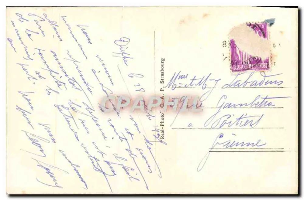 Dieppe — Vista Geral da Praia — Real-Photo, C.A. P. Strasbourg - Verso