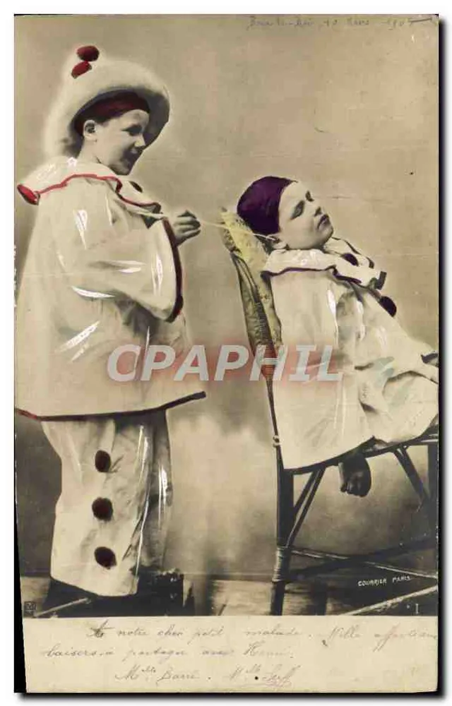 Zwei Kinder in Clowns-Kostümen — Paris Post — n°201 - Vorderseite