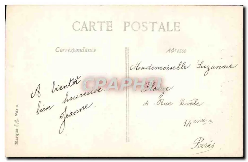 Saint Nicolas — menina segurando rosas — J.C. PARIS n°373 - Verso