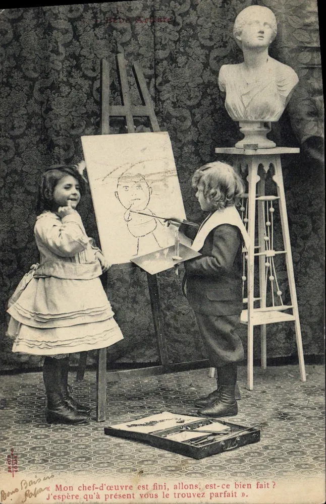 Children Painting — Studio Scene — Publisher P. Bébé Artist - Front