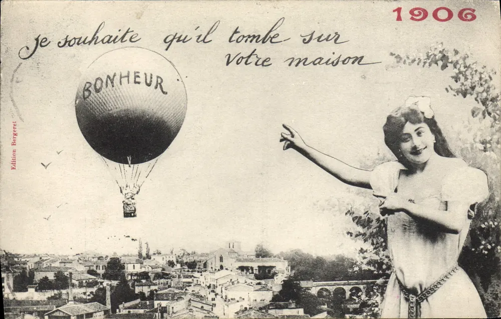 Heißluftballon mit 'BONHEUR' — Bergeret-Ausgabe — 1906 - Vorderseite